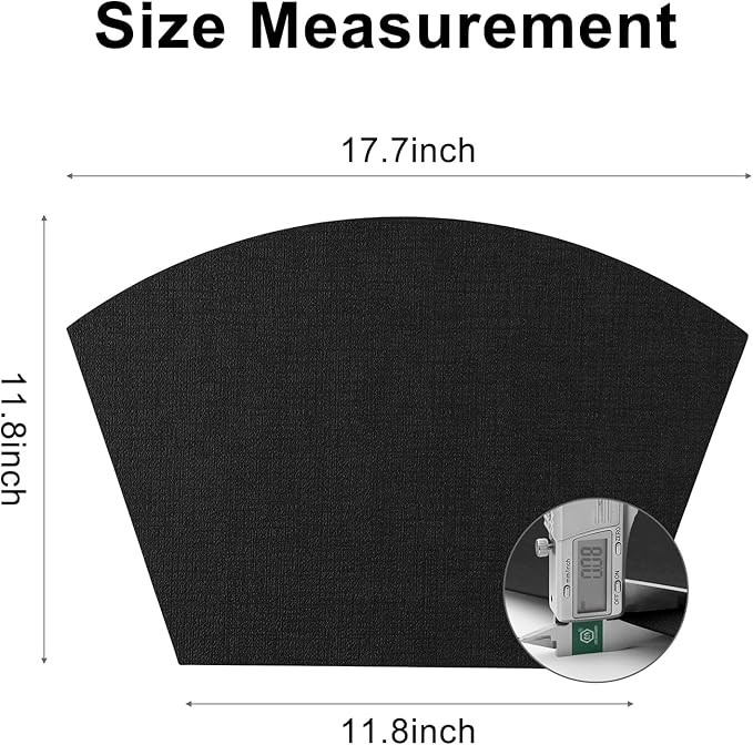 Homaxy Round Table Placemats Set of 4, Washable Wedge Shaped Faux Leather Table Mats, Wipeable Kitchen Dinner Place Mats for Indoor Outdoor, Black
