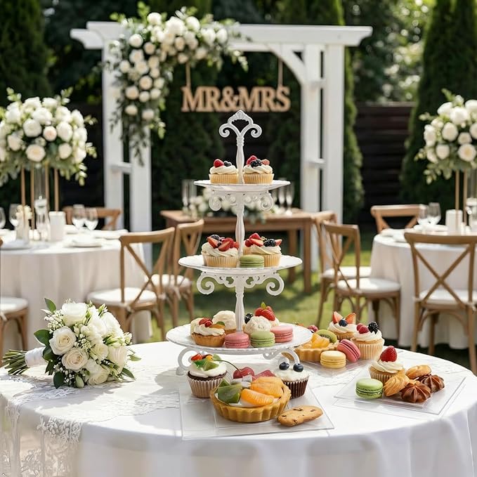 supernal 200pcs Clear Dessert Plates with Silver Dessert Fork, Clear Square Plates, Appetizer Plates,Silver Plastic Silverware, Perfect Choice for Wedding and Party