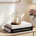 Set of 2 Linen Decorative Books with Hidden Storage – Chic Housewarming & Christmas Gift Idea, Monochrome Faux Book Box for Shelf and Coffee Table Decor (White & Black)