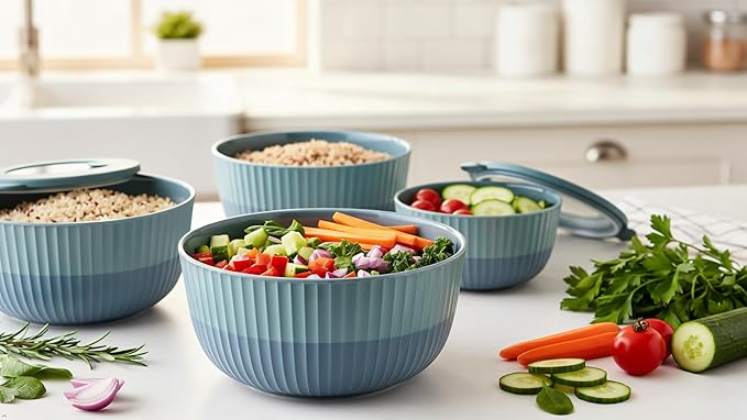 Mixing Bowls with Airtight Lids – 8 Piece Nesting Kitchen Set – BPA-Free, Leak-Proof & Stackable – Dishwasher, Microwave & Freezer Safe