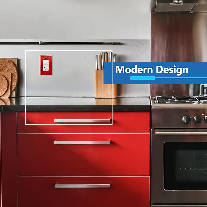 LIDER Reflective Acrylic Decorator Wall Plate, Mirrored Light Switch Plate, Plexiglass Outlet Cover, Acrylic Glass, Oversized 1-Gang 5.25" x 3.44", LWP-31O-ARD, Red