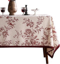 ISAENNE Designer Vintage Linen Long Tablecloth Rectangle,Red Floral Pattern Linen Stain Resistant Table Cloth,Decor Tablecloths for Dining Thanksgiving Kitchen Tea Party,63"*94"-Harmony
