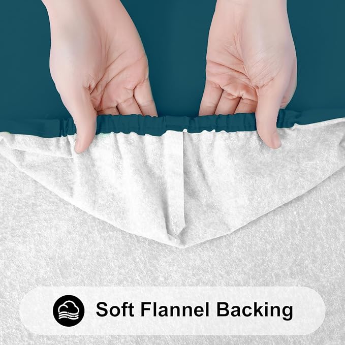 Smiry Rectangle Tablecloth, Elastic Fitted Flannel Backed Vinyl Tablecloths for 8ft Folding Tables, Waterproof Wipeable Table Covers for Indoor, Outdoor, Camping and Picnic (Peacock Blue, 30"x96")