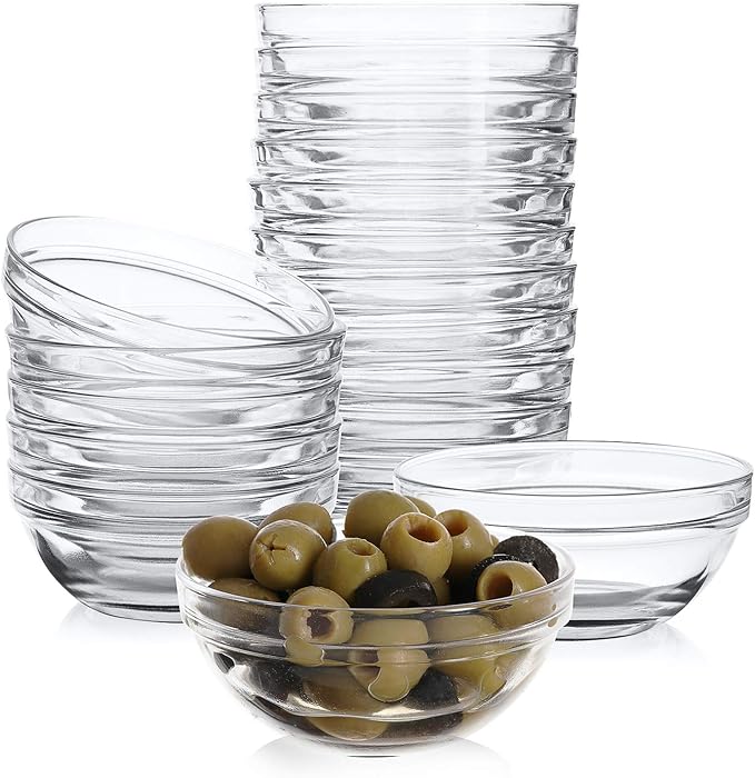 Mini 3.5 Inch Small Glass Bowls - Small Bowls Perfect for Prep, Dips, Nuts, or Candy - Meal Prep Bowls or Dessert Bowls, Set of 18