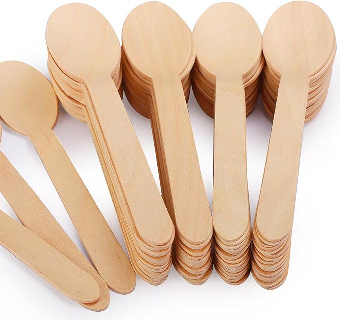 1000 Pack 6" Wooden Spoons Disposable Bulk – Heavy-Duty Compostable Birch Cutlery for Catering, Restaurants, Food Trucks, Events – Smooth & Splinter-Free Dessert Spoons