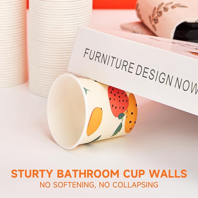 600 Pack 3 oz Bathroom Cups, Disposable Paper Cups with Rolled Rim, Small Paper Mouthwash Cup for Guest Bathrooms, Vanity & Office Use, Off-white