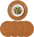 Artoid Mode Rust Faux Leather Placemats Set of 4, 15 Inch Waterproof Wipeable Heat Resistant Vinyl Place Mats, Reversible Table Mats for Fall Kitchen Dining Decor