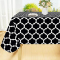 Smiry Square Table Cloth, Waterproof Vinyl Tablecloth with Flannel Backing for Square Tables, Wipeable Spillproof Plastic Tablecloths for Dining, Camping, Indoor and Outdoor (54"x54", Black)
