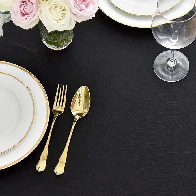 maxmill Jacquard Table Cloth Swirl Pattern Spillproof Wrinkle Resistant Heavy Weight Soft Tablecloth for Kitchen Dinning Tabletop Decoration Outdoor Picnic Rectangle 52 x 70 Inch Black