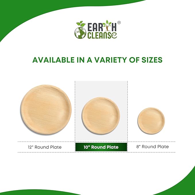 The Palm Dinnerware – Palm Plates 10 Inch Round (25 Pack) | Compostable & Biodegradable | Like Bamboo & Wooden Disposable Plates | Microwave & Oven Safe | Eco-Friendly Party Dinnerware