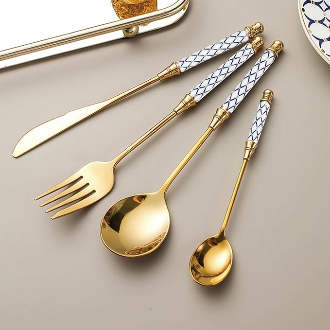 30-piece Silverware Set With Ceramic Handle, Premium Food Grade Stainless Steel Flatware Sets, Mirror Polished Cutlery Set, Dishwasher Safe (for 6 People)