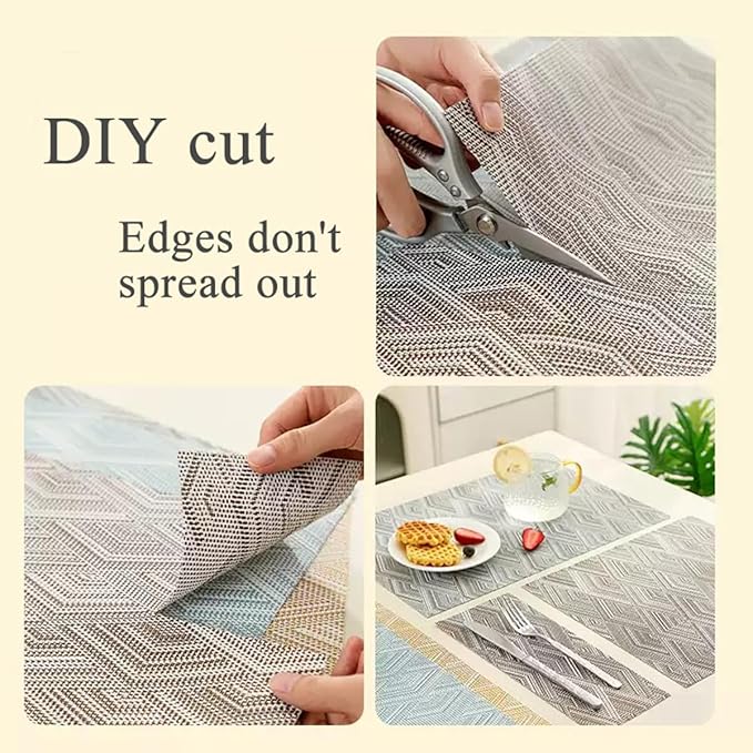 Druable Placemats Set of 6, Plastic Heat-Resistant Non-Slip Vinyl Place Mats Washable Easy to Clean Indoor Outdoor (18"x12", Dark Grey)