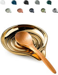 LAUCHUH Spoon Rest for Stove Top, Ceramic Spoon Holder for Kitchen Countertop Large Utensil Rest for Spatula, Spoons or Tong, Ladle, Fork, Christmas, 5 inch, Gold