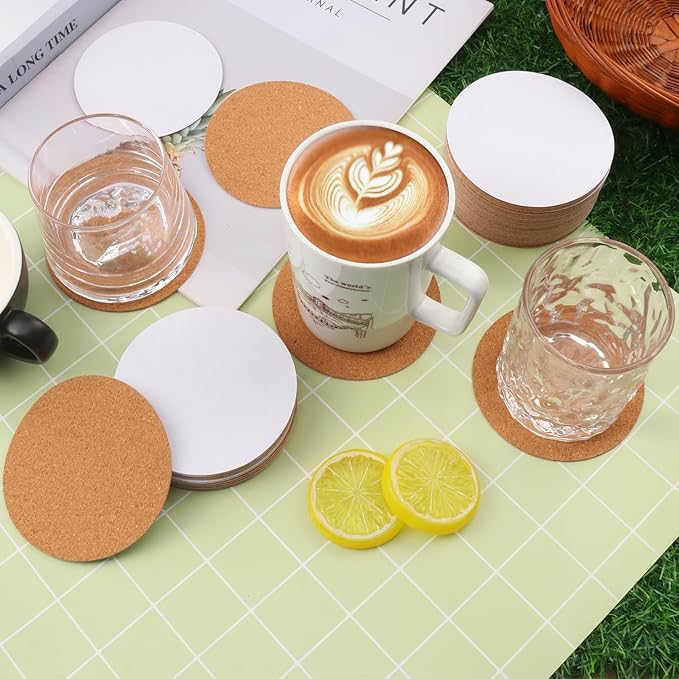 300 PCS 4 Inch Round Self-Adhesive Cork Sheets for Coasters, Cork Coaster Backing Pad for Home Tabletop Decoration