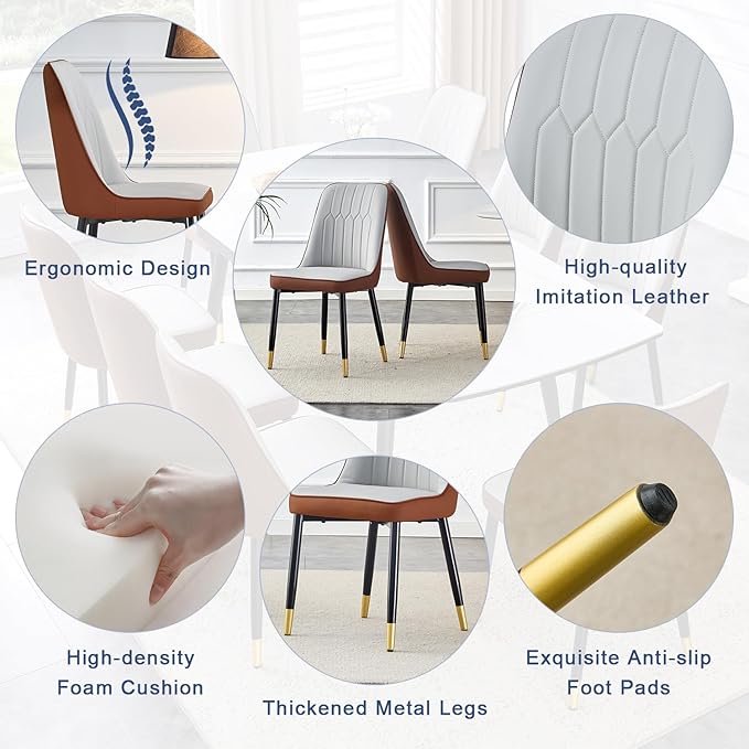 Extendable Dining Table Set for 8, 55'' to 78.8'' Rectangular Thickened Sintered Stone Kitchen Table with 8 Upholstered Chairs, Modern Space Saving 9-Piece Dinner Table Set
