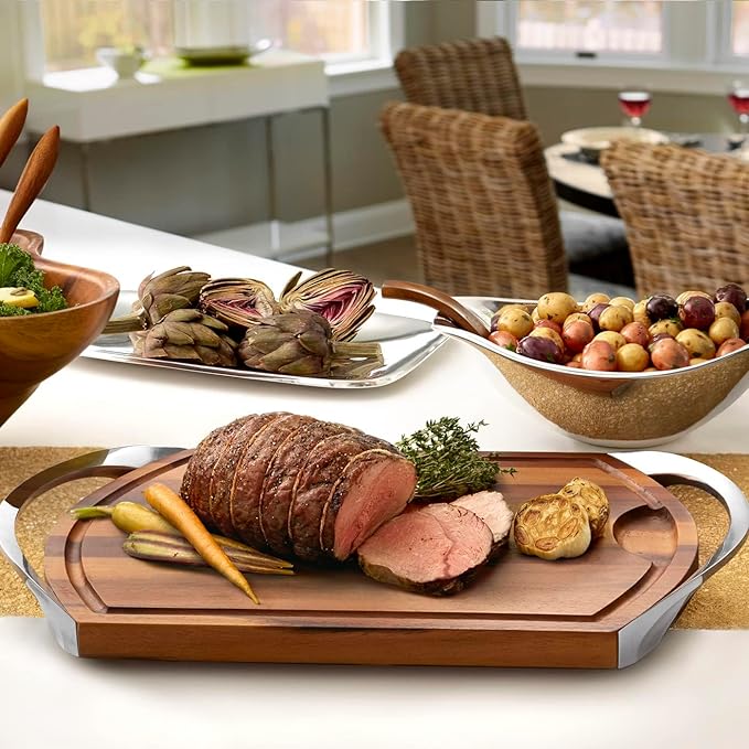 Nambé Marupa Platter – 18 x 9.5 Inch Alloy Platter with Rounded Corners & Smooth Surface – Ideal for Appetizers, Snacks, Fruits, Desserts, Pastries & Decorative Table Display