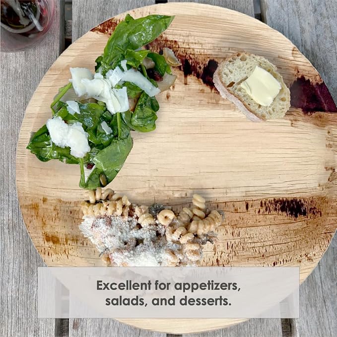 NEATtable Palm Leaf Plates | Disposable & Compostable | Eco Friendly & 100% Natural | Great for Outdoor Events, Weddings, Parties, Barbecues | 8-inch Round Plate, Pack of 25