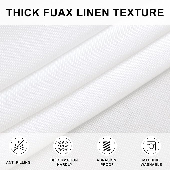 Hiasan Round Linen Tablecloth 70 Inch - Wrinkle and Stain Resistant Washable Polyester Fabric Table Cloth for Outdoor Dining Room Kitchen Party, White