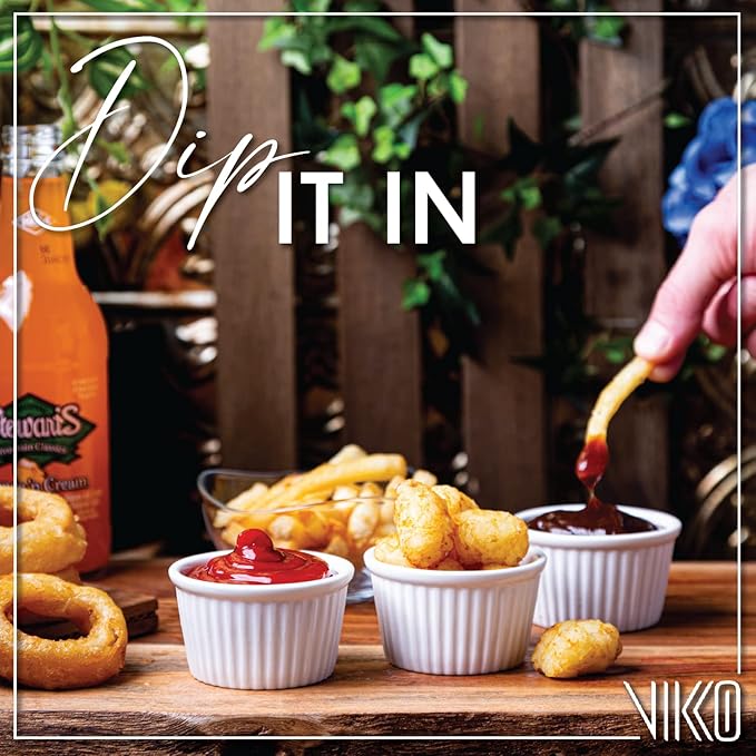 Vikko White Ramekin, Set of 6 Fine Porcelain Ramekins, Stackable 3 Inch Bowls, 3.5 Ounce Dips Dish, Dishwasher Safe