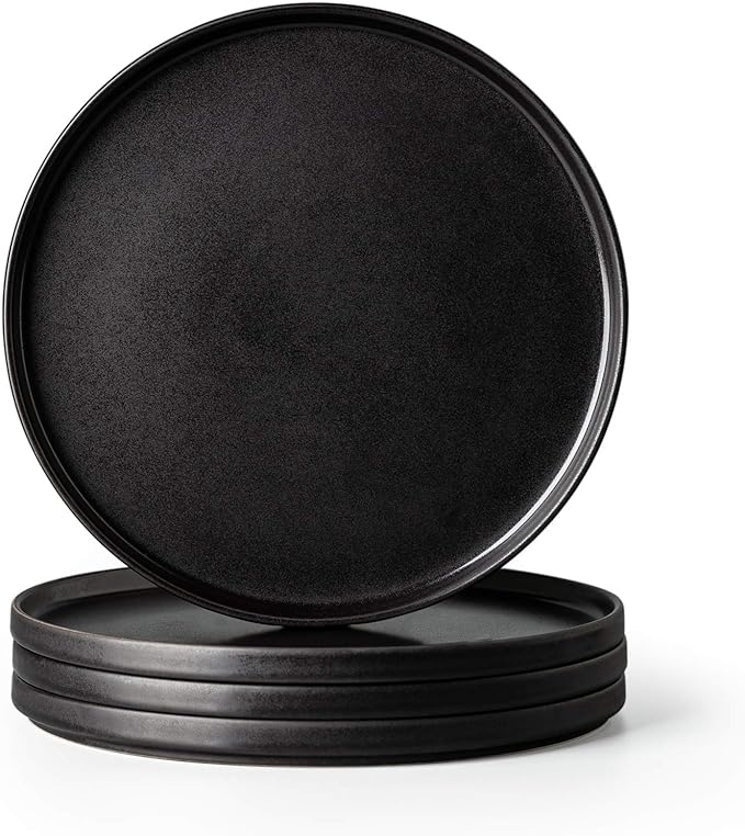 AmorArc Stoneware Dinner Plates Set of 4, 10.5 Inch Reactive Matte Glaze Ceramic Plates Set, Modern Dinnerware Dish set for Kitchen, Microwave, Dishwasher Safe, Scratch Resistant.