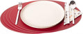 Nikalaz Oval Placemats Set (Pack of 4) Recycled Leather Table Mats 18 x 13 inches (45.7 x 33 centimetres), Kitchen Dining Table Decor by Nikalaz (Red)