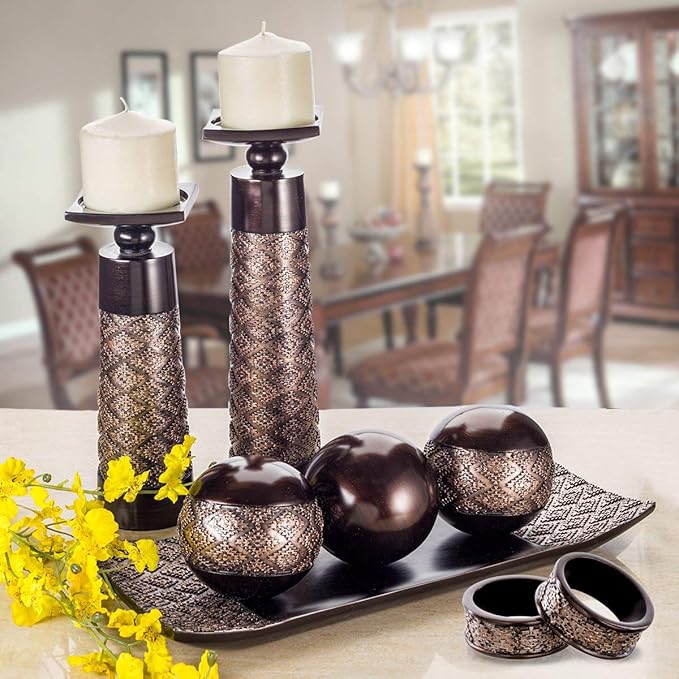 Creative Scents Dublin Brown Napkin Rings Set of 6 - Elegant Dining Table Decor Napkin Holder Rings - Rustic Table Setting Decorations for Thanksgiving, Fall, Holiday Dinner - Table Decor