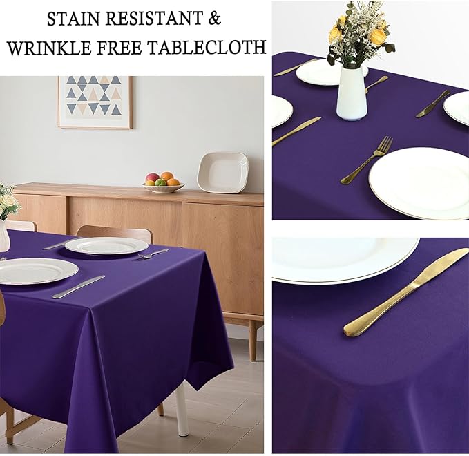 8 Pack Purple Tablecloth 60 x 126 Inch Rectangular Table Cloth for 8 Foot Rectangle Tables, Wrinkle Resistant Washable Rectangle Fabric Table Covers for Wedding Party Banquet Buffet and Camping