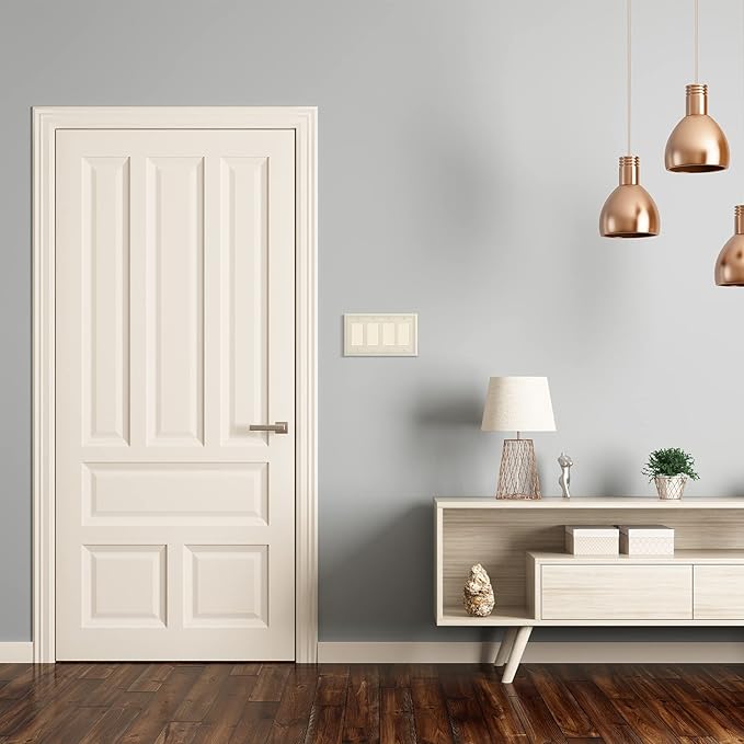 Henne Bery Sunken Pearls Heavy Duty Decorative Wall Plate Switch Plate Outlet Cover (Quad Decorator, Light Almond)