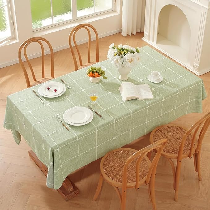 Zobesta Linen Square Table Cloth 70 x 70 Inch, Cotton Green Linen Square Tablecloth, Farmhouse Soft Boho Tablecloth for Outdoor, Party, Holiday, Picnic, Dining