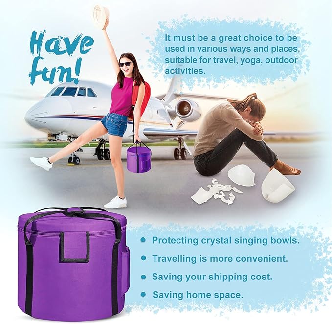 440HZ 8 Inch F Note Heart Chakra Frosted Quartz Crystal Singing Bowl Meditation Therapy Sound Healing Instrument Sound Bath Bowl with Carrying Bag Mallet and O-ring