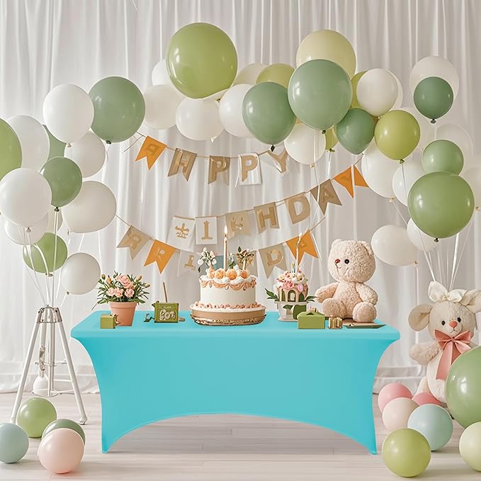 6FT Table Cloth for Rectangular Fitted Events Stretch Sky Blue Table Covers Washable Spandex Tablecloth Protector for Party, Wedding, Cocktail, Banquet, Festival