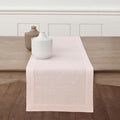 Solino Home Linen Pink Table Runner 72 Inches Long - 100% Pure Linen Hemstitch Table Runner 14 x 72 Inch for Dresser, Dining, Valentines, Spring, Easter - Classic Hemstitch