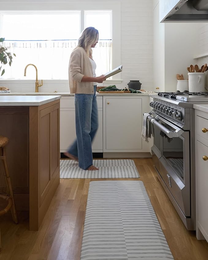House of Noa Nama Standing Mat – Anti-Fatigue Cushioned Kitchen Mats for Floor | Ergonomic Bounce-Back Foam Kitchen Mats | Anti-Fatigue Mats for Kitchen & Standing |Reese Ash | 22" x 36"