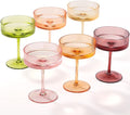 9 oz Colored Coupe Glasses Set of 6 Ribbed Colorful martini Glasses for espresso dessert