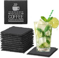 12 PCS Slate Coasters Black Square 4 Inch Bulk Rock, Blank Laser Engraving, Scratch Resistant Bottom, Home Office Kitchen Gift Wedding Bar Party Square Coasters