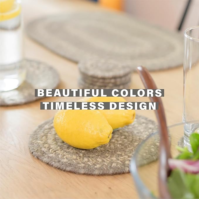 Homespice Grey Cloud Jute Woven Placemats, Warm Farmhouse Decor, Set of 4, Grey 13x19 Rectangle Table Mats - Vibrant Colors, Durable, Easy to Clean and Protects Furniture