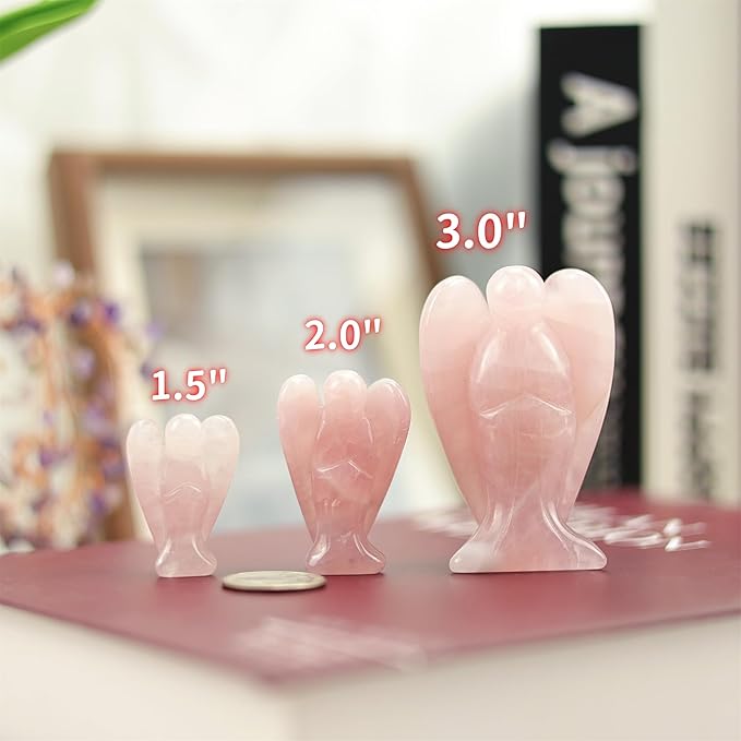 YATOJUZI 3" Clear Quartz Angel Decor Big Hand-Carved Angels Guardian Sculpture Statue Figurines Natural Crystal Stones and Healing Crystals White Home Room Office Desk Decoration Gifts for Women Men