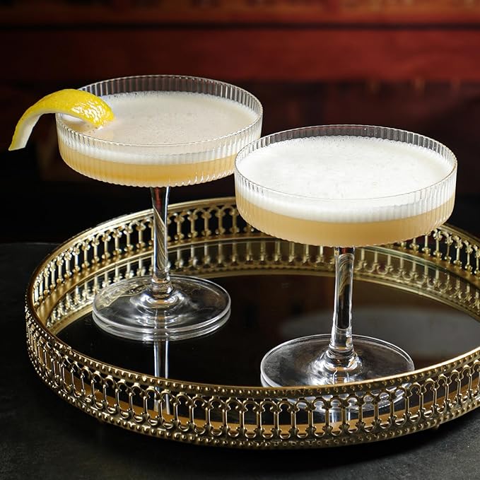 Coupe Glasses | Set of 4 | 7oz Premium Crystal Cocktail Glassware for Champagne, Martini, Cosmopolitan & More | Elegant Stemmed Glasses in Gift Box