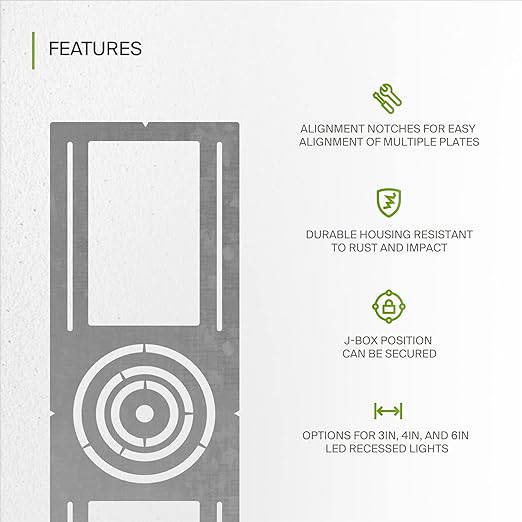 ASD 72 Pack New Construction Mounting Plate with Symmetric Round Hole - 3-4-6" Flat Steel Rough-in Wafer Light Bracket, LED Recessed Lighting Housing