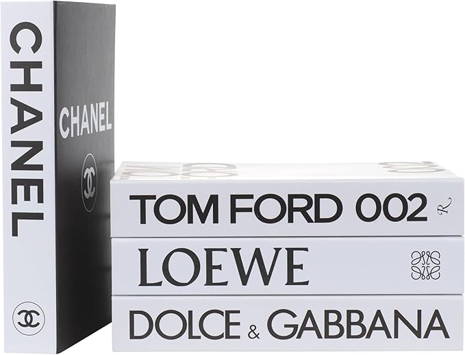 White Large | 4 PCS Faux Decorative Books for Home Decor | Not Real Books (Cardboard Boxes) | Coffee Table, Bookshelf & Shelf Styling Display Props for Living Room, Office