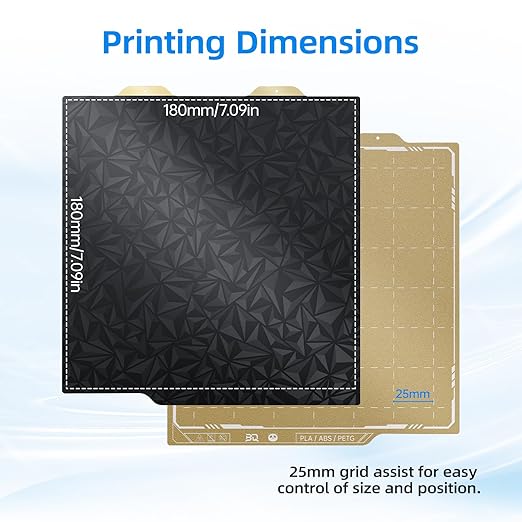 BIQU Double Sided Build Plate 184x184mm, Smooth PEO+Texture PEI Surface Flexible Sheet Removable Platform Spring Steel Plate Print Bed Compatible with Bambu-Lab A1 Mini 3D Printer
