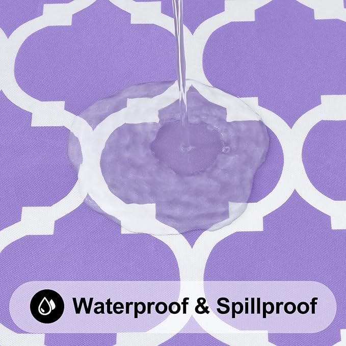 Smiry Rectangle Table Cloth, Waterproof Vinyl Tablecloth with Flannel Backing for Rectangle Tables, Wipeable Spillproof Plastic Tablecloths for Dining, Camping, Indoor and Outdoor, (52"x70", Lavender)