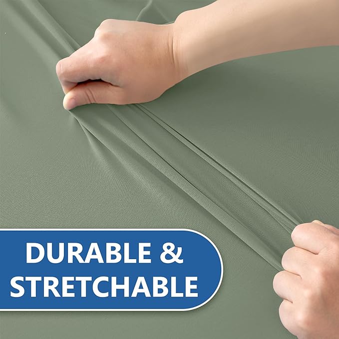Stretch Table Cover for 6 Foot Rectangle Tables-6 Pack Sage Spandex Fitted Tablecloth-Elastic 6ft Folding Tablecloths for Party, Vendor Booth Display, Banquet Buffet Event, Craft Trade Show