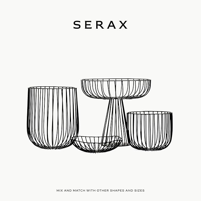 Serax Home Decor Fruit Bowl | Metal sculptures interior accessories by Antonino Sciortino | Oval Iron Kitchen Basket | Modern House Decor or Kitchen Storage for Counter and Table (bread basket, black)