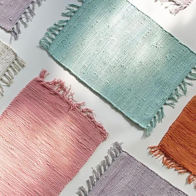 PILLOWPIA Handcrafted Chindi Rag Rug Hot Pad – 100% Cotton, Handwoven, Colorful & Eco-Friendly | Boho Kitchen Accessory for Table, Counter, or Serving Use - Lilac