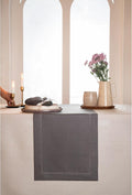 D'Moksha Homes Linen Charcoal Grey Table Runner 90 Inches Long - Classic Hemstitch 100% Pure Linen Dining Table Runner 14 x 90 Inch for Spring, Easter