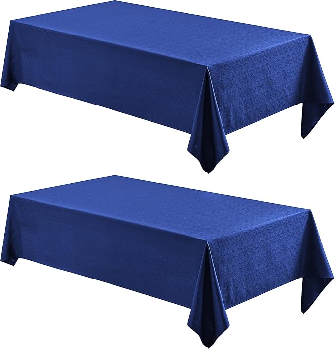 2 Pack Rectangle Tablecloth, 60x104 inch, Water Resistant Wrinkle Free Linen Textured Table Cloth Washable, Decorative Fabric Table Cover for Dining, Party and Camping, Royal Blue