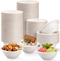 LeonBach 150 Pack 6oz Natural Bagasse Fiber Bowls, Small Disposable Paper Bowls Microwavable Safe Sample Snack Cups Charcuterie Serving Cups for Sauce Portion Condiment Ice Cream Desserts, White