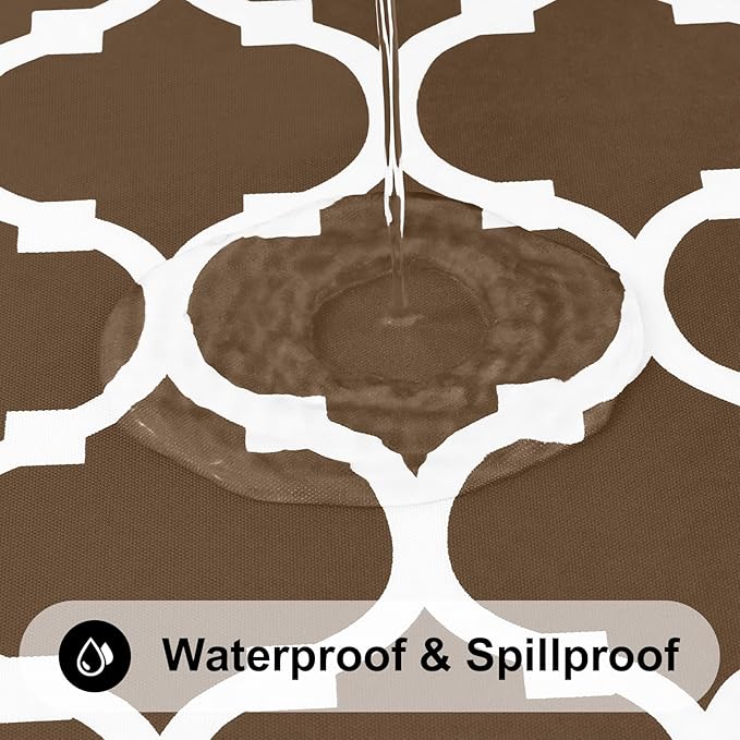 Smiry Rectangle Tablecloth, Waterproof Vinyl Tablecloths with Flannel Backing for Rectangle Tables, Wipeable Spillproof Plastic Tablecloth for Dining, Camping, Indoor and Outdoor (60"x84", Brown)