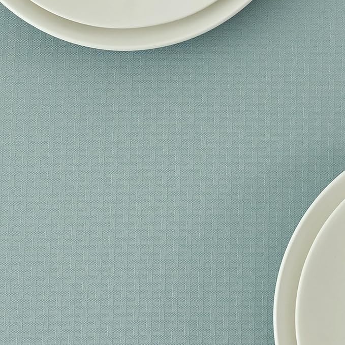 maxmill Weaved Texture Tablecloth Water Resistance Antiwrinkle Spillproof Soft Washable Table Cloth for Dining Room, Buffet Banquet Parties Holiday Dinner, Rectangular 60 x 108 Inch, Dusty Blue